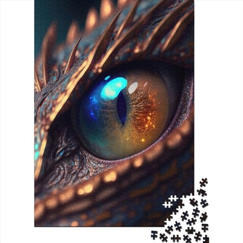 Fanstasy Dragon Eye XI Holzpuzzle für Erwachsene Puzzle-Spielzeug Puzzle für Erwachsene 500 Teile Entspannungspuzzle-Spiele-Denkspiel (Größe: 52 x 38 cm) von JIANGENNF