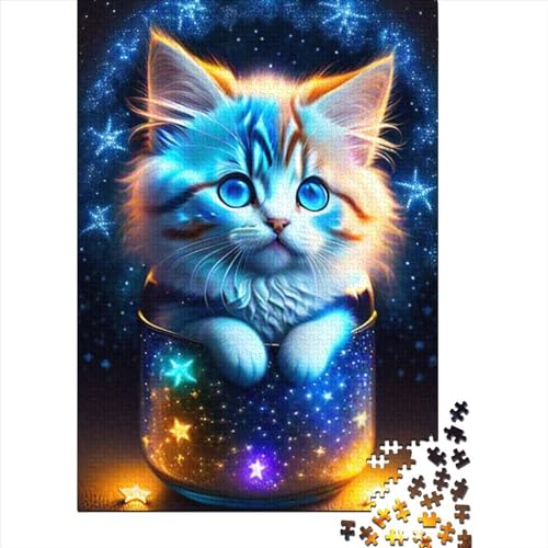 Fantasie-Katze-Puzzle aus Holz, Puzzle für Erwachsene und Jugendliche, 1000-teiliges Puzzle für Erwachsene und Jugendliche, anspruchsvolles Spiel (Größe: 75 x 50 cm) von JIANGENNF