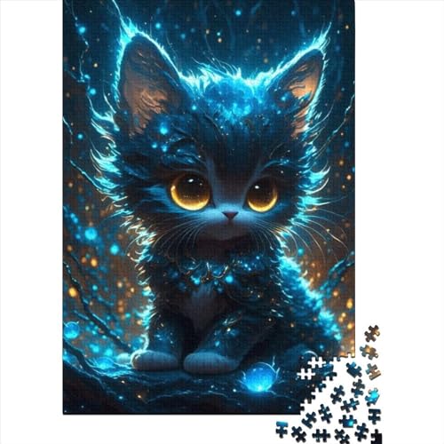 Fantasie-Katze-Puzzle aus Holz für Erwachsene, 1000 Teile, Puzzle für Erwachsene, Teenager, Entspannungspuzzle, Spiele, Denksportaufgaben (Größe: 75 x 50 cm) von JIANGENNF