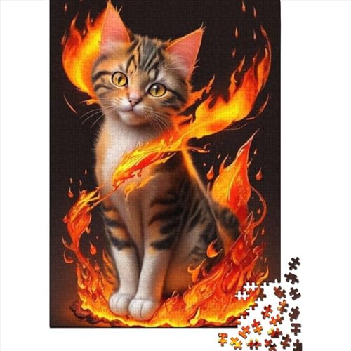 Fantasie-Katze-Puzzle aus Holz für Erwachsene, Puzzle-Spielzeug, 1000-teiliges Puzzle für Erwachsene und Teenager, anspruchsvolles Spiel (Größe 75 x 50 cm) von JIANGENNF