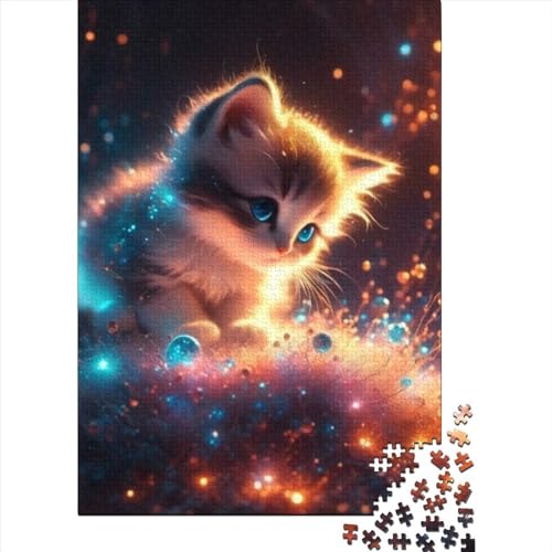 Fantasie-Katze-Puzzle aus Holz für Erwachsene, Puzzle-Spielzeug, 1000-teiliges Puzzle für Erwachsene und Teenager, anspruchsvolles Spiel (Größe 75 x 50 cm) von JIANGENNF