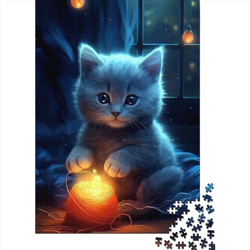 Fantasie-Katze-Puzzle aus Holz für Erwachsene, Puzzle-Spielzeug, Puzzle für Erwachsene, 500 Teile, Entspannungs-Puzzle-Spiele, Denksport-Puzzle (Größe: 52 x 38 cm) von JIANGENNF