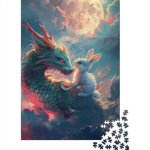 Fantasie-Puzzle mit fliegendem Drachen aus Holz für Erwachsene, Puzzle-Spielzeug, 300-teiliges Puzzle für Erwachsene und Teenager, Puzzle, praktisches Spiel, Familiendekoration (Größe 40x28cm) von JIANGENNF