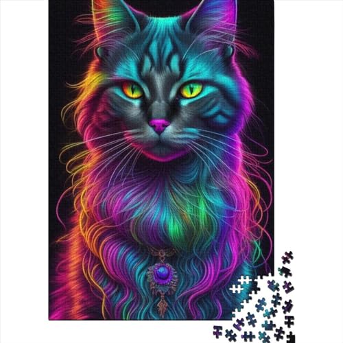 Fantasy-Katze-Puzzle aus Holz für Erwachsene, Puzzle-Spielzeug, 500-teiliges Puzzle für Erwachsene Teenager, Puzzle – anspruchsvolles Spiel (Größe: 52 x 38 cm) von JIANGENNF