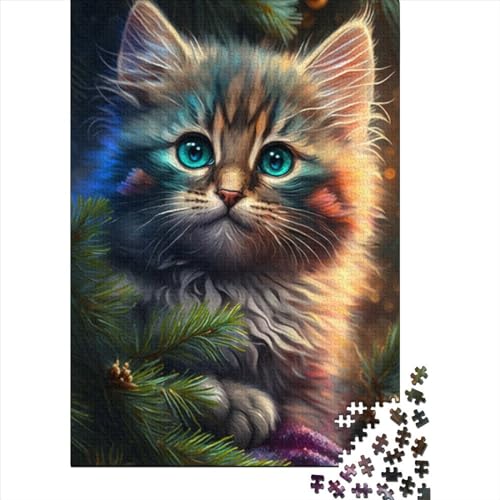 Fantasy-Katzen-Puzzle, 500 Teile, für Erwachsene und Jugendliche, aus Holz, Puzzle für Erwachsene, Lernspiel, Herausforderungsspielzeug (Größe: 52 x 38 cm) von JIANGENNF