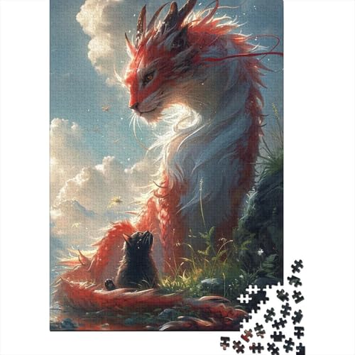 Fantasy-Puzzle mit fliegendem Drachen, lustiges Puzzle für Erwachsene, 300 Teile, 300-teiliges Puzzle für Erwachsene und Teenager, Holzpuzzle für Erwachsene und Teenager 15,75x11,02 Zoll von JIANGENNF