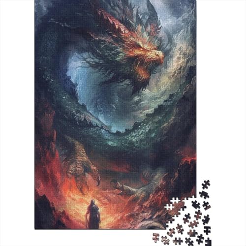 Fantasy-Puzzle mit fliegendem Drachen für Erwachsene und Jugendliche, 1000-teiliges Puzzle für Erwachsene und Jugendliche Menschen, entspannendes intellektuelles Lernspielzeug (Größe 75x50cm) von JIANGENNF