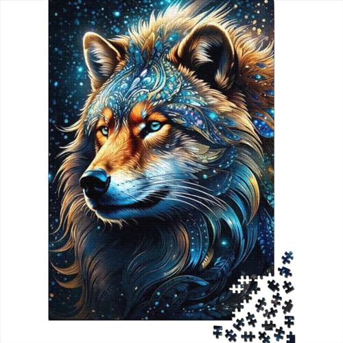 Fantasy Strange Wolf Holzpuzzle für Erwachsene Puzzle Art Puzzles für Erwachsene 500 Teile für anspruchsvolles Puzzlespiel und Familienspiel (Größe: 52 x 38 cm) von JIANGENNF