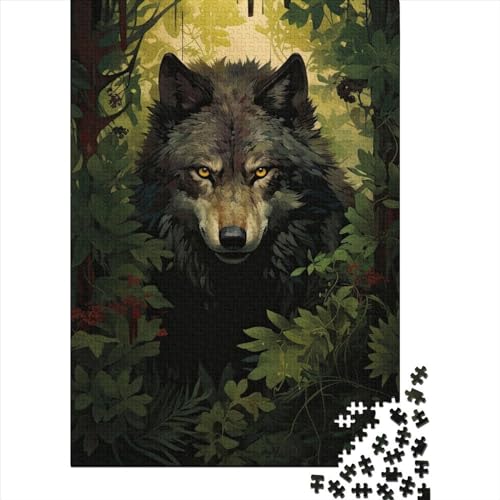 Fantasy Strange Wolf Holzpuzzle für Teenager 1000-teiliges Puzzle für Erwachsene Teenager Holzpuzzle für Erwachsene Teenager (Größe: 75 x 50 cm) von JIANGENNF