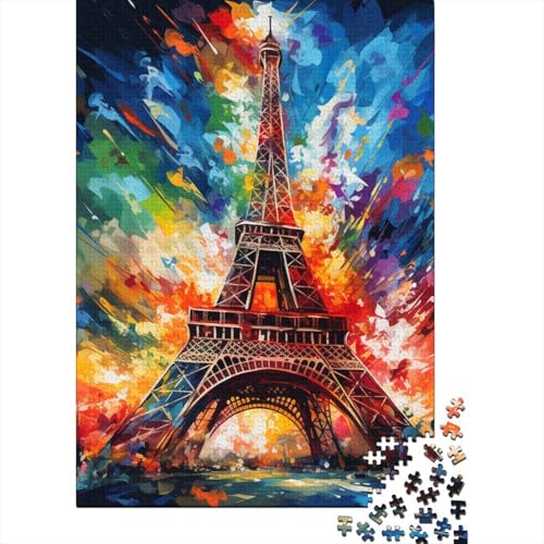 Farbenfrohes Eiffelturm-Puzzle, lustiges Puzzle für Erwachsene, 300 Teile, 300-teiliges Puzzle für Erwachsene und Teenager, Holzpuzzle für Erwachsene und Teenager 15,75x11,02 Zoll von JIANGENNF