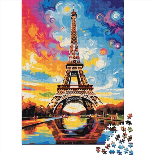 Farbenfrohes Eiffelturm-Puzzle für Erwachsene und Jugendliche, 300 Teile, Holzpuzzle für Erwachsene und Jugendliche, nachhaltiges Puzzle für Erwachsene | Spiele 15,75x11,02 Zoll von JIANGENNF