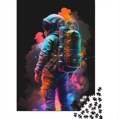 Farbiges Astronauten-Holzpuzzle für Erwachsene, 500 Teile für Erwachsene, schwierige Puzzles ganze Familie und die 52 x 38 cm von JIANGENNF