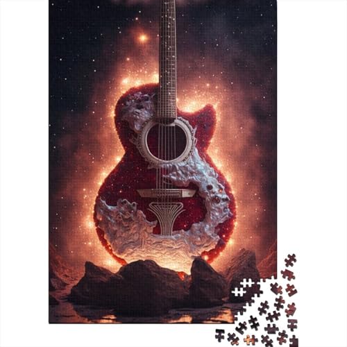 Feuergitarre-Puzzle aus Holz, Puzzle für Erwachsene, Teenager, Erwachsene, 300 Teile, Puzzle, Entspannungspuzzle, Spiele, Denksportaufgabe (Größe 40x28cm) von JIANGENNF
