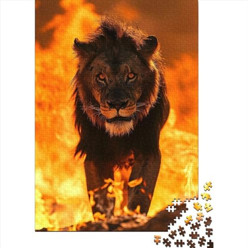 Feuerlöwe-Puzzle, 500 Teile, für Erwachsene und Jugendliche, aus Holz, Puzzle für Erwachsene und Jugendliche, anspruchsvolles Spiel, Geschenke, 52 x 38 cm von JIANGENNF