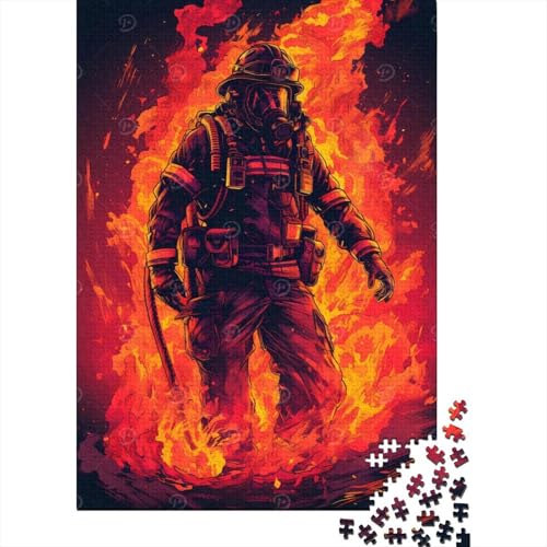 Feuerwehrmann-Flammen-Puzzle für Erwachsene, 500 Teile für Erwachsene, schwierige Puzzles für anspruchsvolle Puzzlespiele und Familienspiele (Größe: 52x38cm) von JIANGENNF