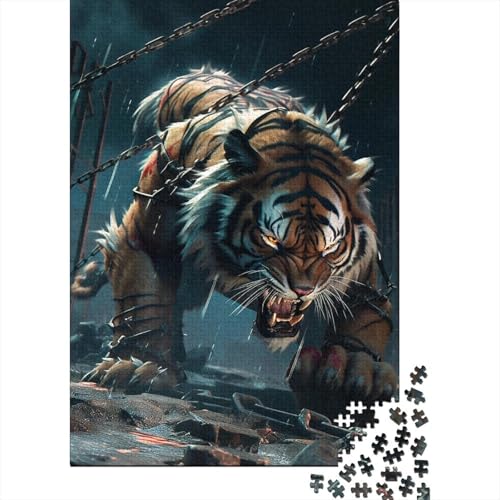 Fierce Tiger Holzpuzzle Puzzles für Erwachsene und Teenager 300 Teile Puzzles für Erwachsene Puzzles Geschenke zum Entspannen Puzzles Spiele-Denkspiel (Größe 40x28cm) von JIANGENNF