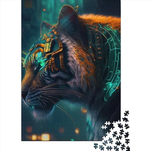 Fierce Tiger Holzpuzzle für Erwachsene Puzzlespielzeug 1000 Teile Puzzle für Erwachsene Entspannungspuzzlespiele-Denkspiel 75x50cm von JIANGENNF