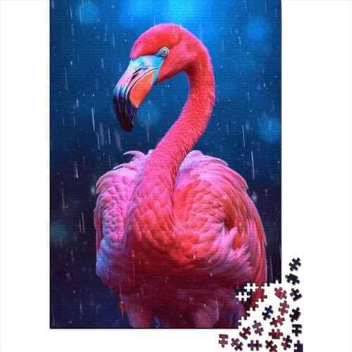 Flamingo-Tier-Puzzle aus Holz für Erwachsene, Puzzle-Spielzeug, 500-teiliges Puzzle für Erwachsene Teenager, Puzzle – anspruchsvolles Spiel (Größe: 52 x 38 cm) von JIANGENNF