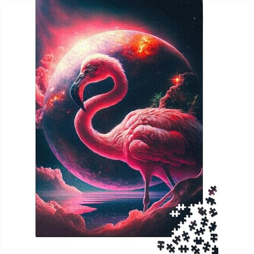Flamingos-Holzpuzzle für Erwachsene, 300 Teile, für Erwachsene, schwierige Puzzles, Geburtstagsgeschenk für Erwachsene, Jungen und Mädchen (Größe 40x28cm) von JIANGENNF