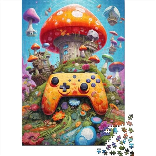 Gamepad-Pilz-Puzzle 500 Teile für Teenager-Geschenke, Holzpuzzle für Erwachsene, Puzzle-Spielzeug, nachhaltiges Puzzle für Erwachsene | Spiele 20,47x14,96 Zoll von JIANGENNF