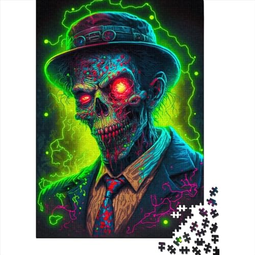 Gangster-Zombie mit Hut, Puzzle 500 Teile für Erwachsene und Jugendliche, aus Holz, Puzzle für Erwachsene und Jugendliche, anspruchsvolles Spiel, Geschenke, 52 x 38 cm von JIANGENNF