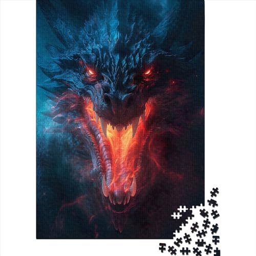 Gefährlicher Drache, Holzpuzzle für Erwachsene, 500 Teile, für Erwachsene, schwierige Puzzles, ganze Familie und die (Größe: 52 x 38 cm) von JIANGENNF