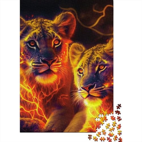 Goldener Flammenlöwe für Erwachsene, Puzzle mit 300 Teilen, 300-teiliges Puzzle für Erwachsene, Teenager, Geburtstagsgeschenk für Erwachsene, Jungen und Mädchen, 40 x 28 cm von JIANGENNF