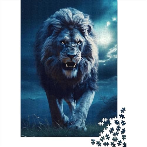 Grasslands Lions Holzpuzzle für Erwachsene Puzzlespielzeug Puzzle für Erwachsene 1000-teiliges Puzzle Entspannungspuzzle Spiele-Denkspiel 75x50cm von JIANGENNF