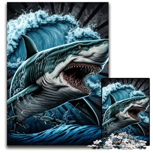 Hai-Puzzle, farbenfroh, 1000 Teile, für Erwachsene, Puzzle für Erwachsene, Eltern, Partner, Freunde – ab 14 Jahren, 26x38cm/10,23x14,96 Zoll Hai-Puzzle, farbenfroh, 1000 Teile, für Erwachsene, Puzzle für Erwachsene, Eltern, Partner, Freunde – ab 14 Jahren, 26x38cm/10,23x14,96 Zoll von JIANGENNF