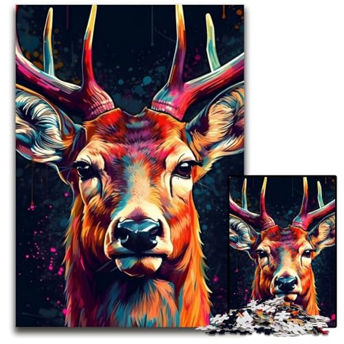 Hirsch-Tier-Puzzle, 1000 Teile, Puzzle, kreatives Familienspiel und Heimdekoration, Teenager, 26x38cm/10,23x14,96 Zoll Hirsch-Tier-Puzzle, 1000 Teile, Puzzle, kreatives Familienspiel und Heimdekoration, Teenager, 26x38cm/10,23x14,96 Zoll von JIANGENNF