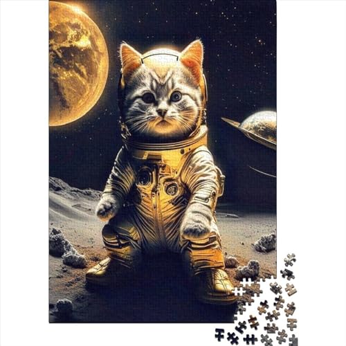 Holzpuzzle „Cosmic Cats“ für Erwachsene und Teenager, 1000 große Teile, Puzzle für Erwachsene, Spielspielzeug für Erwachsene, Familienpuzzle, Geschenk, 75 x 50 cm von JIANGENNF