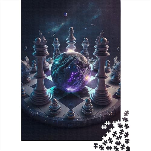 Holzpuzzle „Cosmic Chess“ für Erwachsene und Jugendliche, 1000 Teile, Puzzle für Erwachsene, Lernpuzzle, Familienspiel, 75x50cm von JIANGENNF