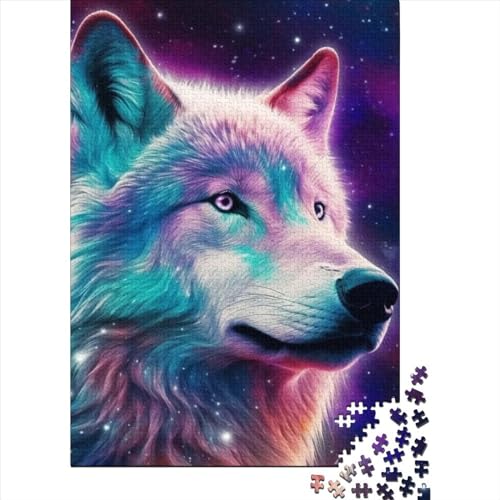 Holzpuzzle „Cosmic Wolfs“ | Puzzle für Erwachsene, 1000 Teile, Puzzle für Erwachsene, Puzzle, Mitmachspiel, Familiendekoration, 75 x 50 cm von JIANGENNF