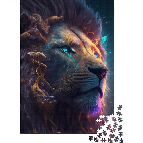 Holzpuzzle Cosmic Lion für Teenager, 500 Teile, Puzzle für Erwachsene und Teenager, Holzpuzzle für Erwachsene und Teenager (Größe: 52 x 38 cm) von JIANGENNF