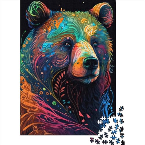 Holzpuzzle im Grizzlybär-Stil für Teenager, Geschenke für Teenager, 500-teiliges Puzzle für Erwachsene, Teenager, Holzpuzzle für Erwachsene, Teenager, 52 x 38 cm von JIANGENNF