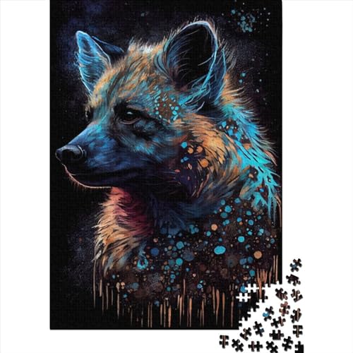 Hyänen-Tuschemalerei-Puzzle, 300 Teile, für Erwachsene und Jugendliche, aus Holz, Puzzle für Erwachsene und Jugendliche, anspruchsvolles Spiel, Geschenke, 40 x 28 cm von JIANGENNF