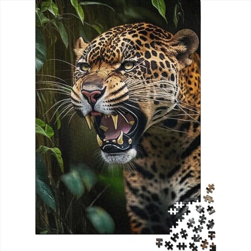 Jaguar-Puzzle, 500 Teile, für Erwachsene und Jugendliche, aus Holz, Puzzle für Erwachsene und Jugendliche, anspruchsvolles Spiel, Geschenke, 52 x 38 cm von JIANGENNF