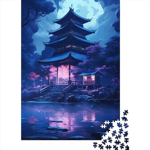 Japan House by The Lake Holzpuzzle für Erwachsene, 500 Teile für Erwachsene, schwierige Puzzles ganze Familie und die (Größe: 52 x 38 cm) von JIANGENNF