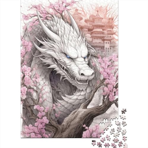 Japanisches Drachen-Puzzle aus Kirschholz für Erwachsene und Jugendliche, 1000 Teile, Puzzle für Erwachsene und Jugendliche, schwieriges, schweres Puzzle, 75 x 50 cm von JIANGENNF