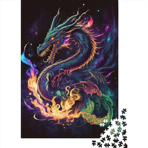 Japanisches Drachen-Puzzle für Erwachsene, 1000 Teile, Holzpuzzle für Erwachsene, Spielspielzeug für Erwachsene, Familienpuzzle, Geschenk (Größe: 75 x 50 cm) von JIANGENNF