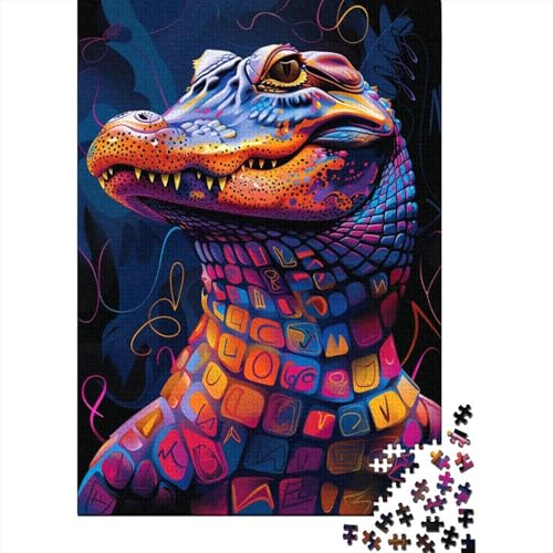 Krokodil-Tierpuzzle für Erwachsene und Teenager, 500 Teile für Erwachsene, schwieriges Puzzle, großes Holzpuzzle für Erwachsene 20,47x14,96 Zoll von JIANGENNF