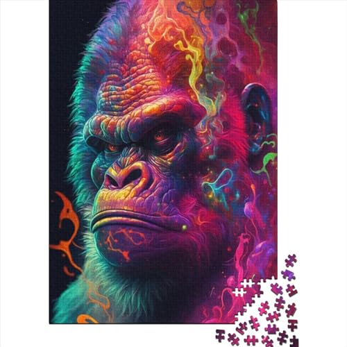 Künstlerisches Gorilla-Puzzle, Puzzle für Erwachsene und Teenager, Kunst-Puzzle für Erwachsene, 1000 Teile, Präzisionsschnitt, 1000-teiliges Puzzle, 75 x 50 cm von JIANGENNF