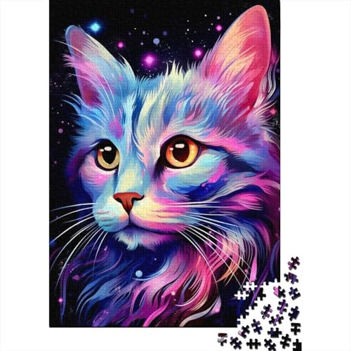 Kunst-Puzzle „Bunte Katzen“ aus Holz für Erwachsene und Jugendliche, 300 Teile, Puzzle für Erwachsene und Jugendliche, Entspannungspuzzle, Spiele, Denksportaufgaben (Größe: 40x28cm) von JIANGENNF