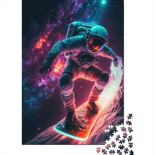 Kunstpuzzle für Erwachsene, 1000 Teile, Astronaut auf einem Skateboard, für Erwachsene, 1000-teiliges Puzzle ganze Familie und die (29,53 x 19,69 Zoll) von JIANGENNF