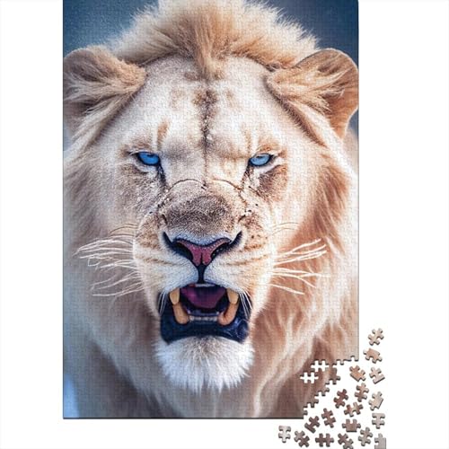 Kunstpuzzle für Erwachsene, 300 Teile, „Der weiße Löwe“, Puzzle für Erwachsene und Teenager, Puzzle für Erwachsene, Lernspiel, Herausforderungsspielzeug (Größe 40x28cm) von JIANGENNF