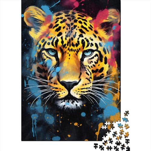 Kunstpuzzle für Erwachsene, 300 Teile, Blick des goldenen Tigers, Puzzle für Erwachsene, Teenager-Spielspielzeug für Erwachsene, Familienpuzzle, Geschenk (Größe 15,75 x 11,02 Zoll) von JIANGENNF