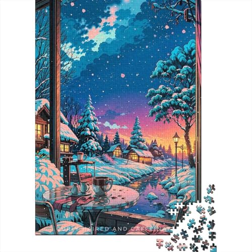 Kunstpuzzle für Erwachsene, 300 Teile, Heiße Schokolade, Holzpuzzle, Erwachsenenpuzzle, Weihnachtsgeburtstagsgeschenk für Erwachsene, Teenager 15,75x11,02 Zoll von JIANGENNF