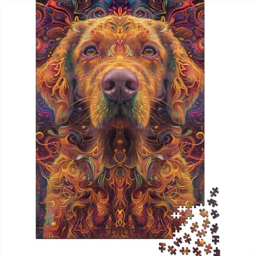 Kunstpuzzle für Erwachsene, 300 Teile, Kunst-Hund, Holzpuzzle für Erwachsene, Puzzle für anspruchsvolles Puzzlespiel und Familienspiel 15,75x11,02 Zoll von JIANGENNF