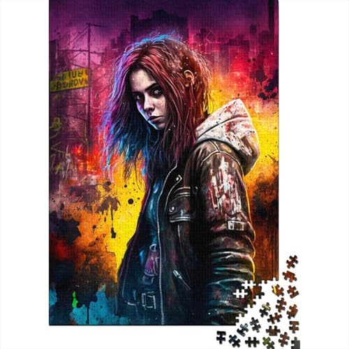 Kunstpuzzle für Erwachsene, 300 Teile, Rock Girl, für Erwachsene, Puzzlegeschenke, Puzzles für Erwachsene, Lernspiel, Herausforderungsspielzeug 15,75x11,02 Zoll von JIANGENNF