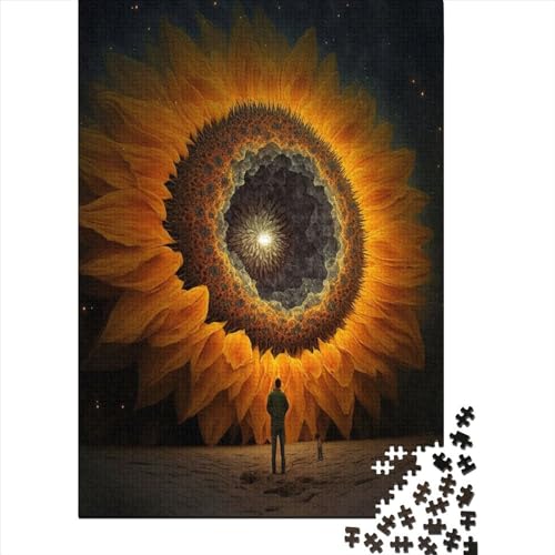 Kunstpuzzle für Erwachsene, 300 Teile, Universum, Sonnenblume, lustige Puzzles für Erwachsene, 300-teiliges Holzpuzzle für Erwachsene und Teenager, 15,75 x 11,02 Zoll von JIANGENNF